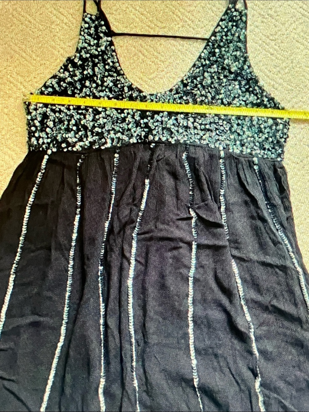 Free People Black Mini Dress with Teal Sequin Bodice - Picture 3 of 6